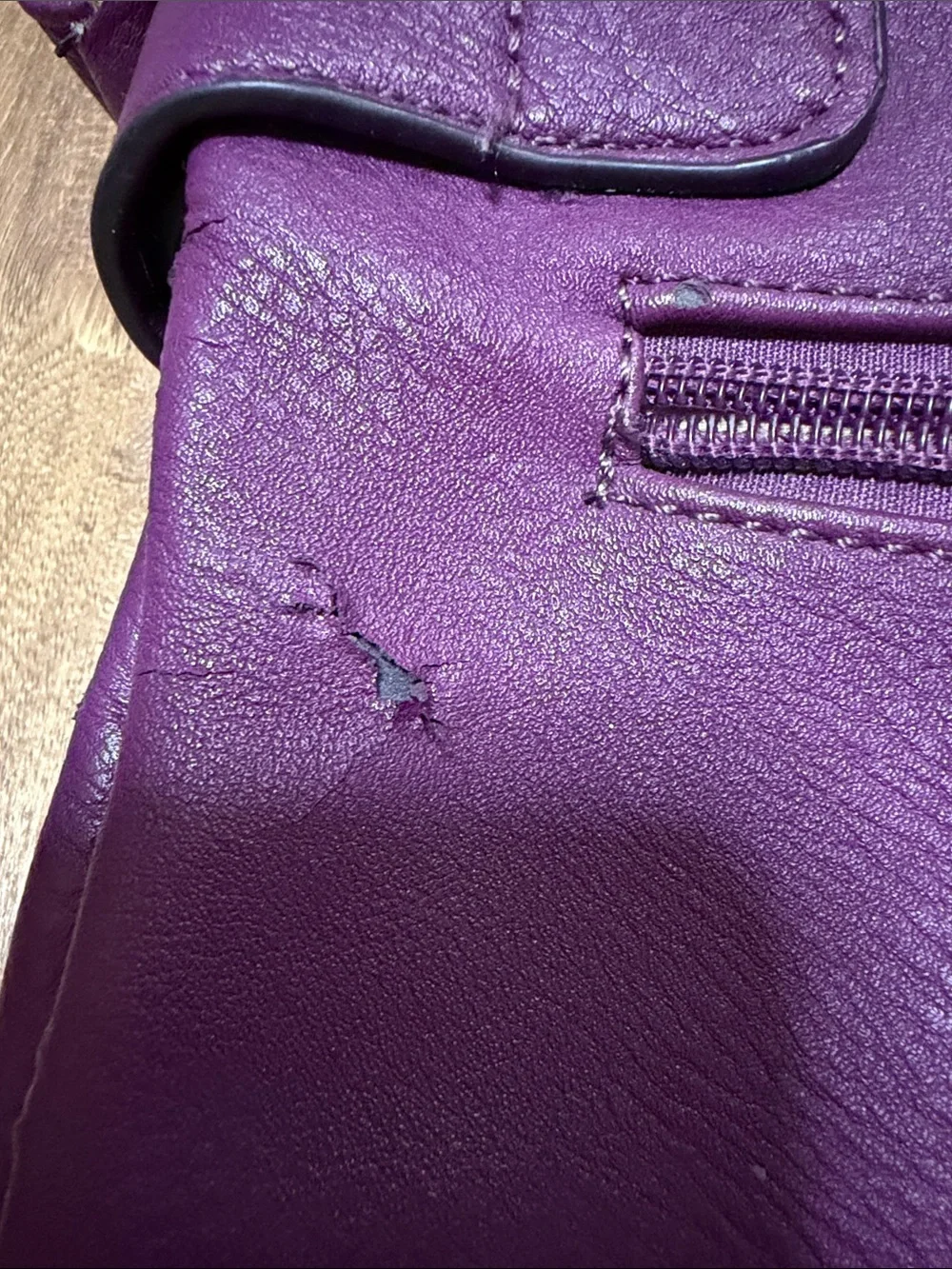 Michael Kors Plum Leather Crossbody Bag with Gold Logo